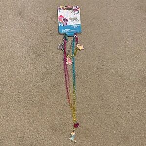 My Little Pony Pink Teal Gold Multichain Charm Necklace